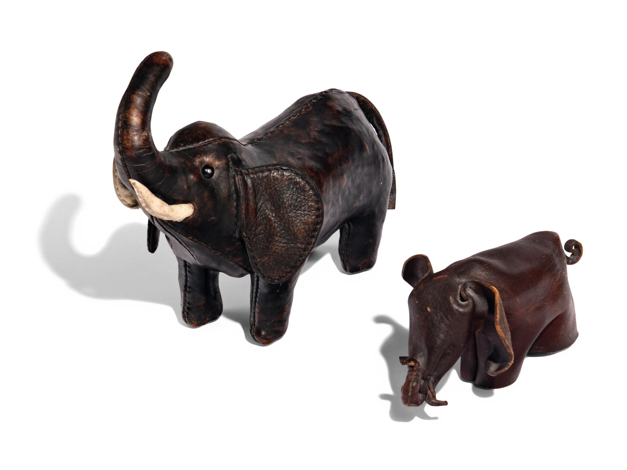 Two Leather Elephants