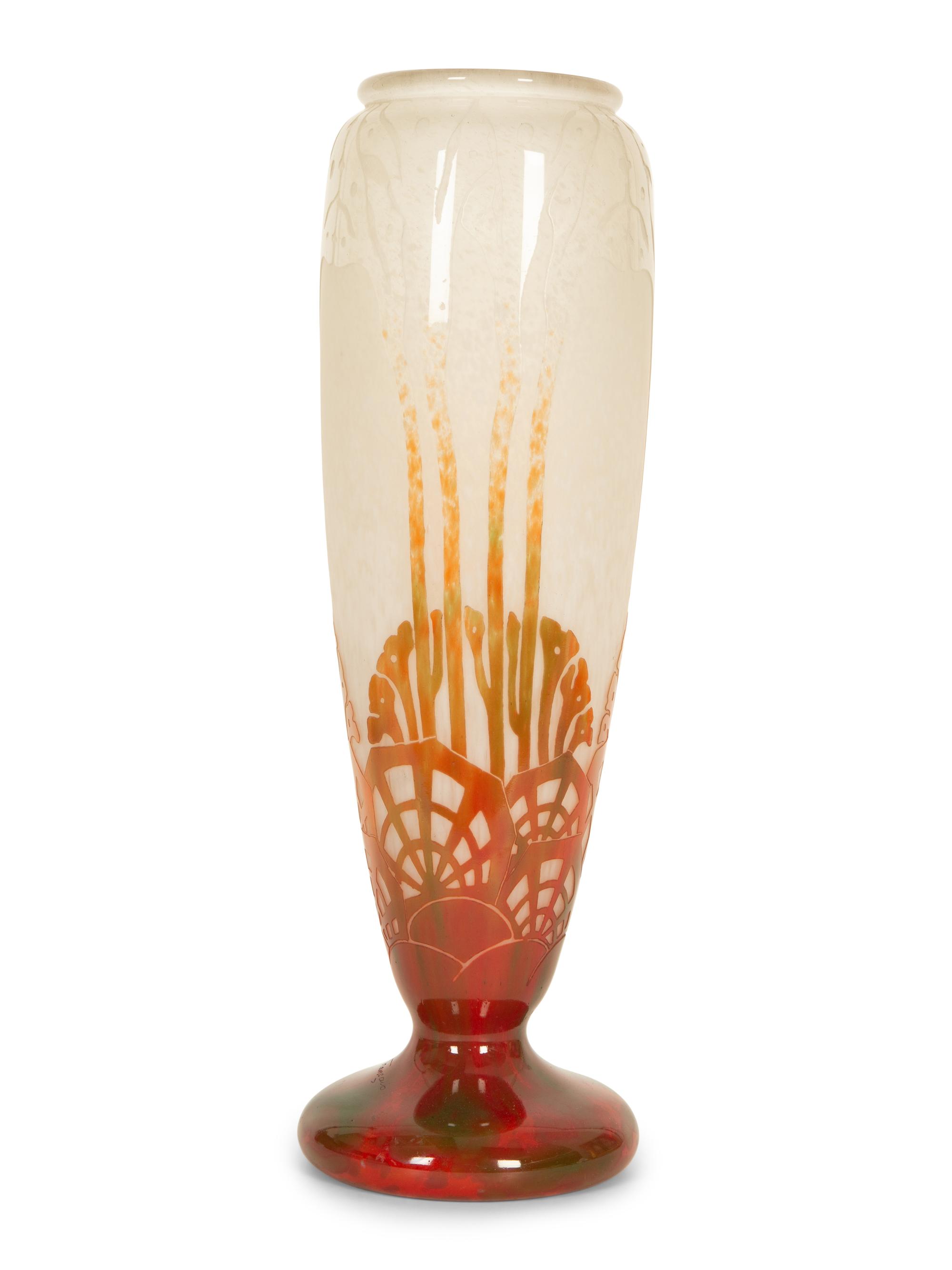A Le Verre Français Algues Cameo Glass Vase