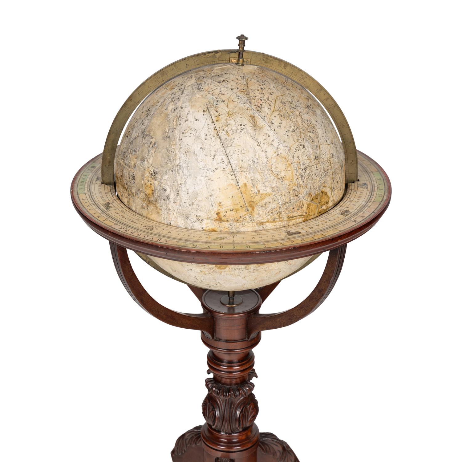 An English 12-Inch Celestial Library Globe on an Associated Mahogany Stand