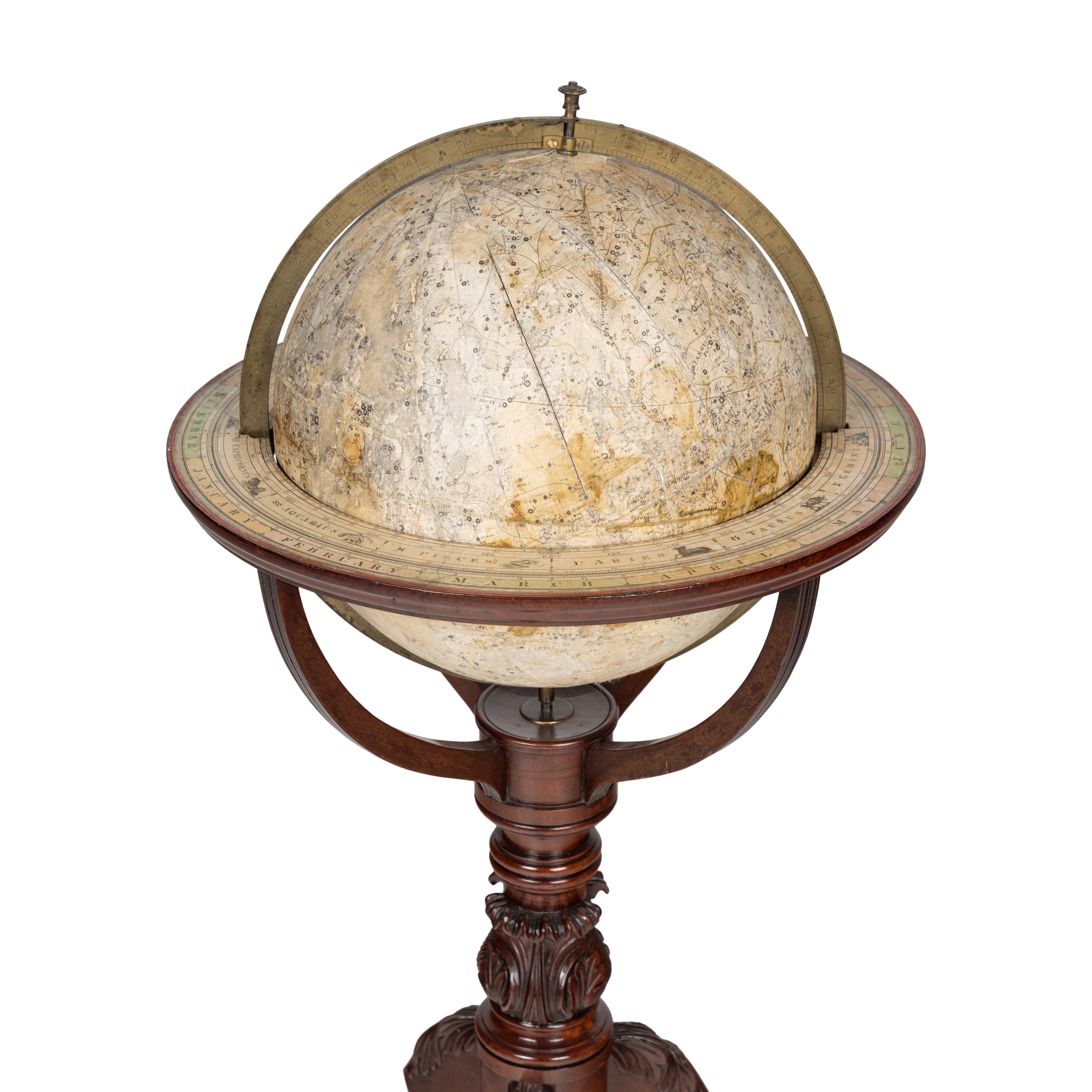An English 12-Inch Celestial Library Globe on an Associated Mahogany Stand