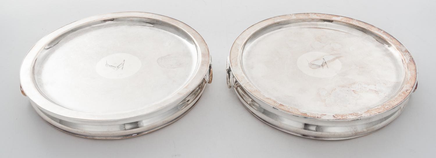 A Pair of Sheffield-plate Warming Stands, Matthew Boulton, Sheffield, Early 19th Century, circular form with ring handles, centers inse
