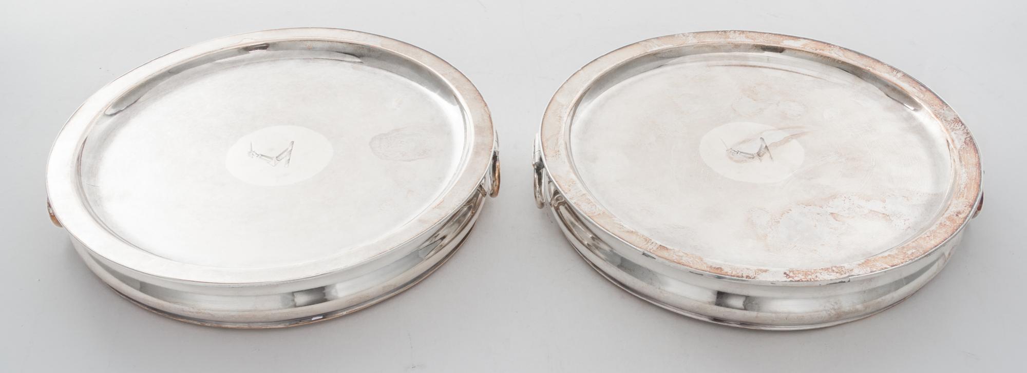 A Pair of Sheffield-plate Warming Stands, Matthew Boulton, Sheffield, Early 19th Century, circular form with ring handles, centers inse