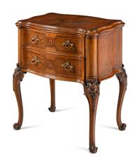 A Continental Walnut and Marquetry Side Table