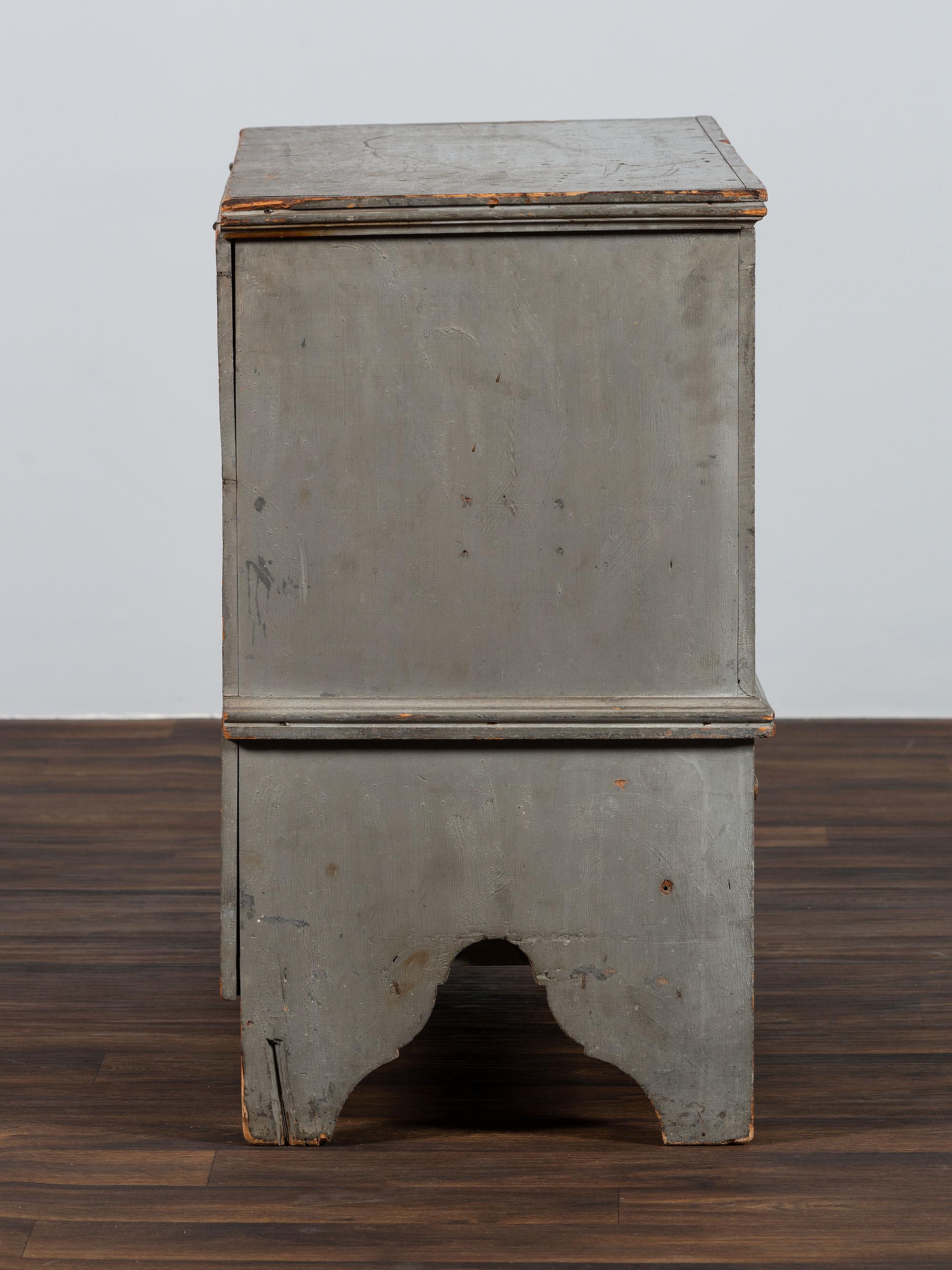 A Queen Anne Gray Painted One-Drawer Blanket Chest