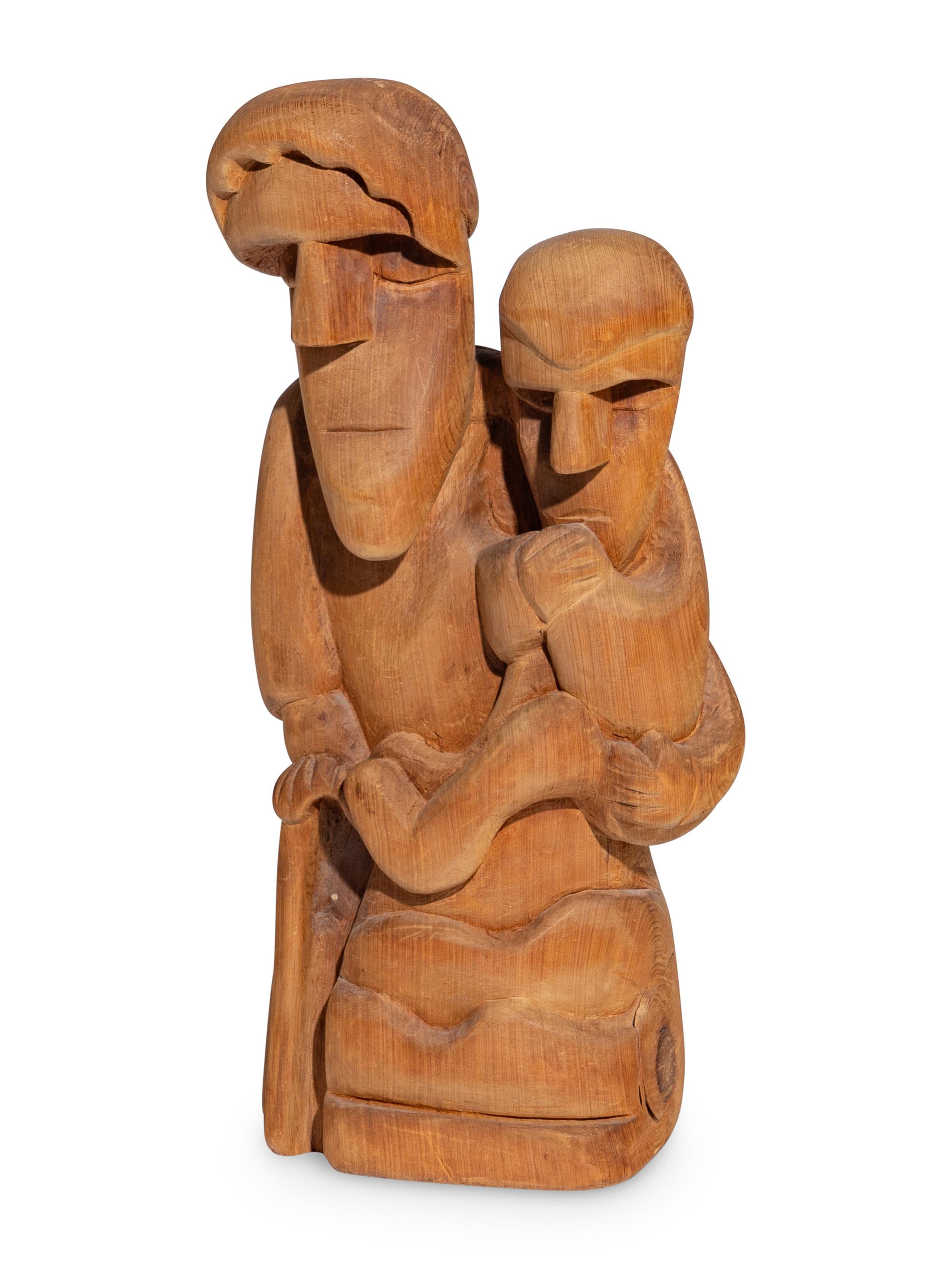 Untitled Wood Sculpture, Saint Joseph and Jesus