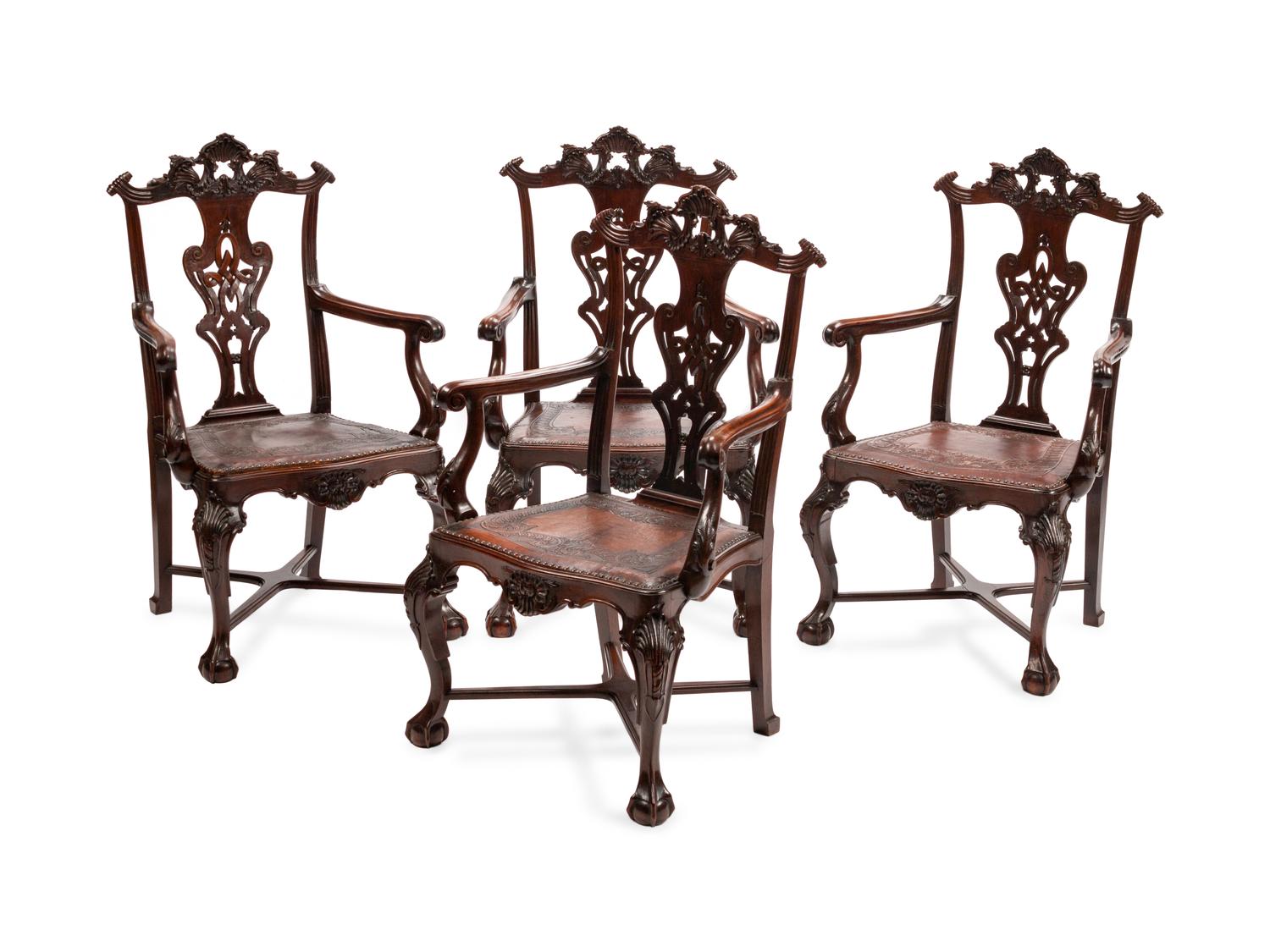 A Set of Eight Portuguese Rococo Style Armchairs — 19TH CENTURY