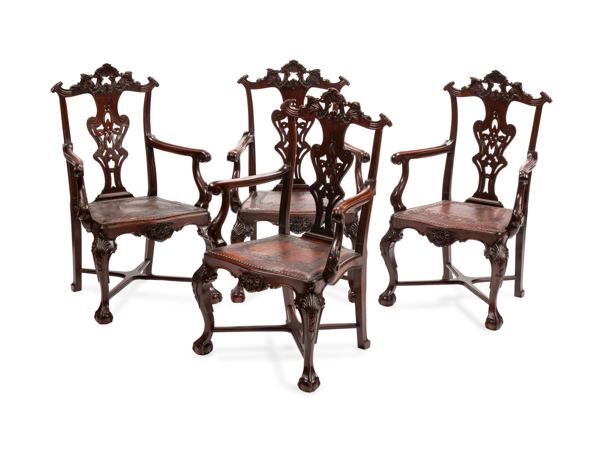 A Set of Eight Portuguese Rococo Style Armchairs — 19TH CENTURY