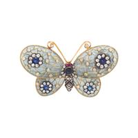EVELYN CLOTHIER, SAPPHIRE, DIAMOND AND PLIQUE-À-JOUR ENAMEL BUTTERFLY BROOCH
