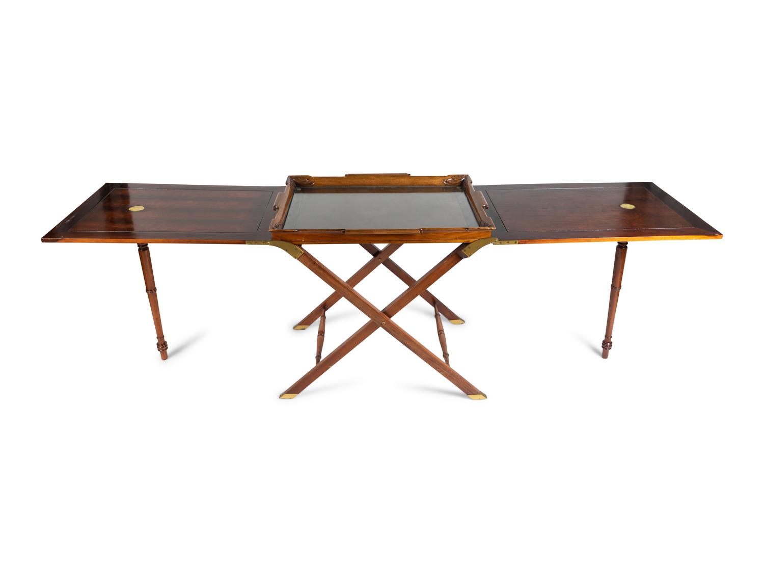 A George III Style Brass-Mounted Mahogany Coaching Table and Tray — EARLY 20TH CENTURY
