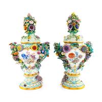 A Pair of Large Meissen Porcelain Urns