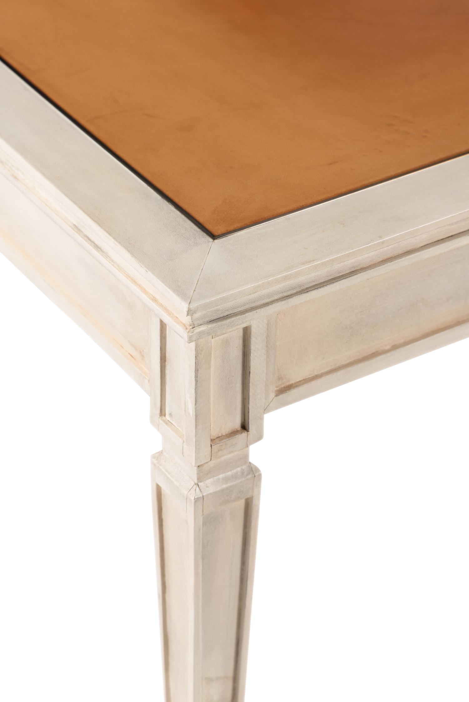 A Custom David Easton-Designed Parchment Veneered Low Table