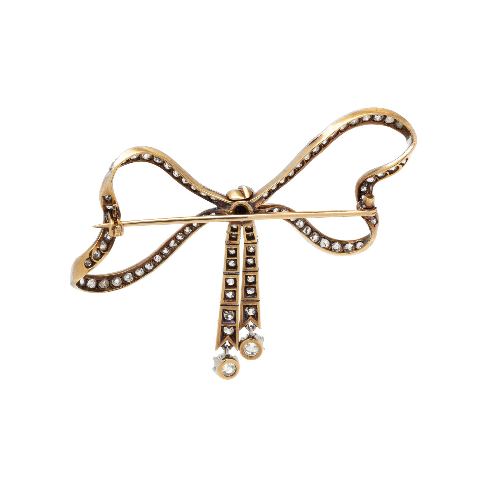 ANTIQUE, DIAMOND BOW BROOCH