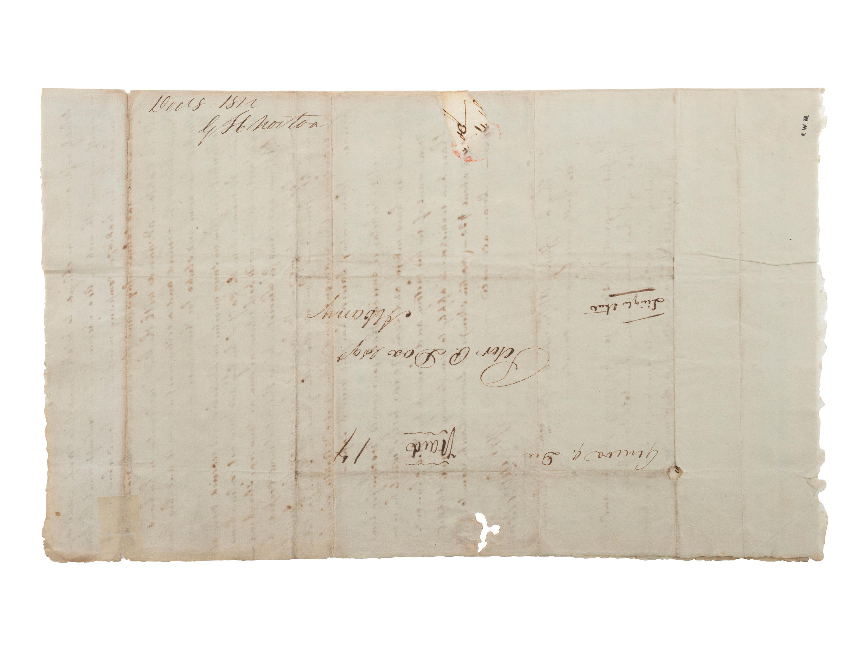 [WAR OF 1812]. MORTON, G. H. Autograph letter signed ("G. H. Morton"), to Peter P. Dox. Geneva, NY, 8 December 1812.