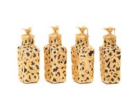 An English Gold and Diamond Mounted Carved Bloodstone Cased Scent Flask Set