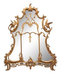 A George III Chinese Chippendale Style Giltwood Overmantle Mirror