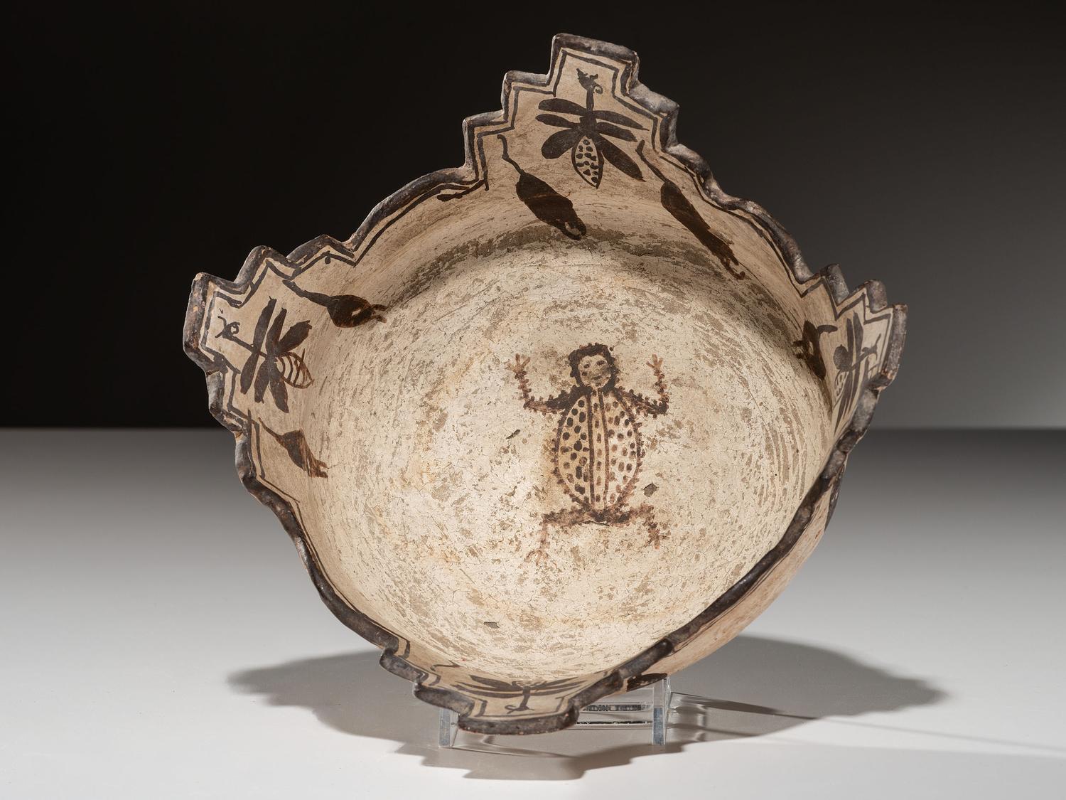 Zuni Terraced Bowl, with Frogs and Dragonflies