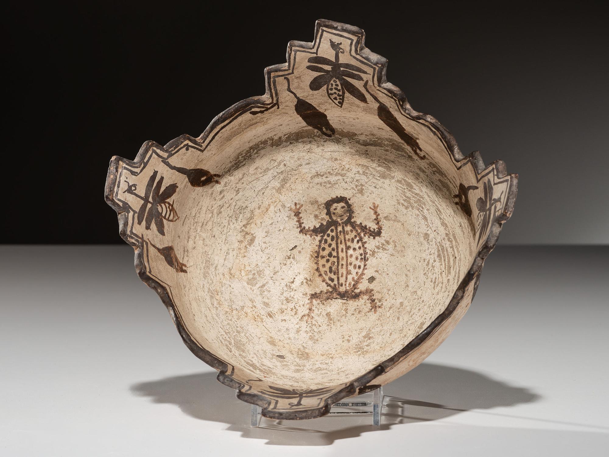 Zuni Terraced Bowl, with Frogs and Dragonflies