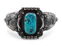 Navajo Sterling Silver and Kingman Turquoise Cuff Bracelet