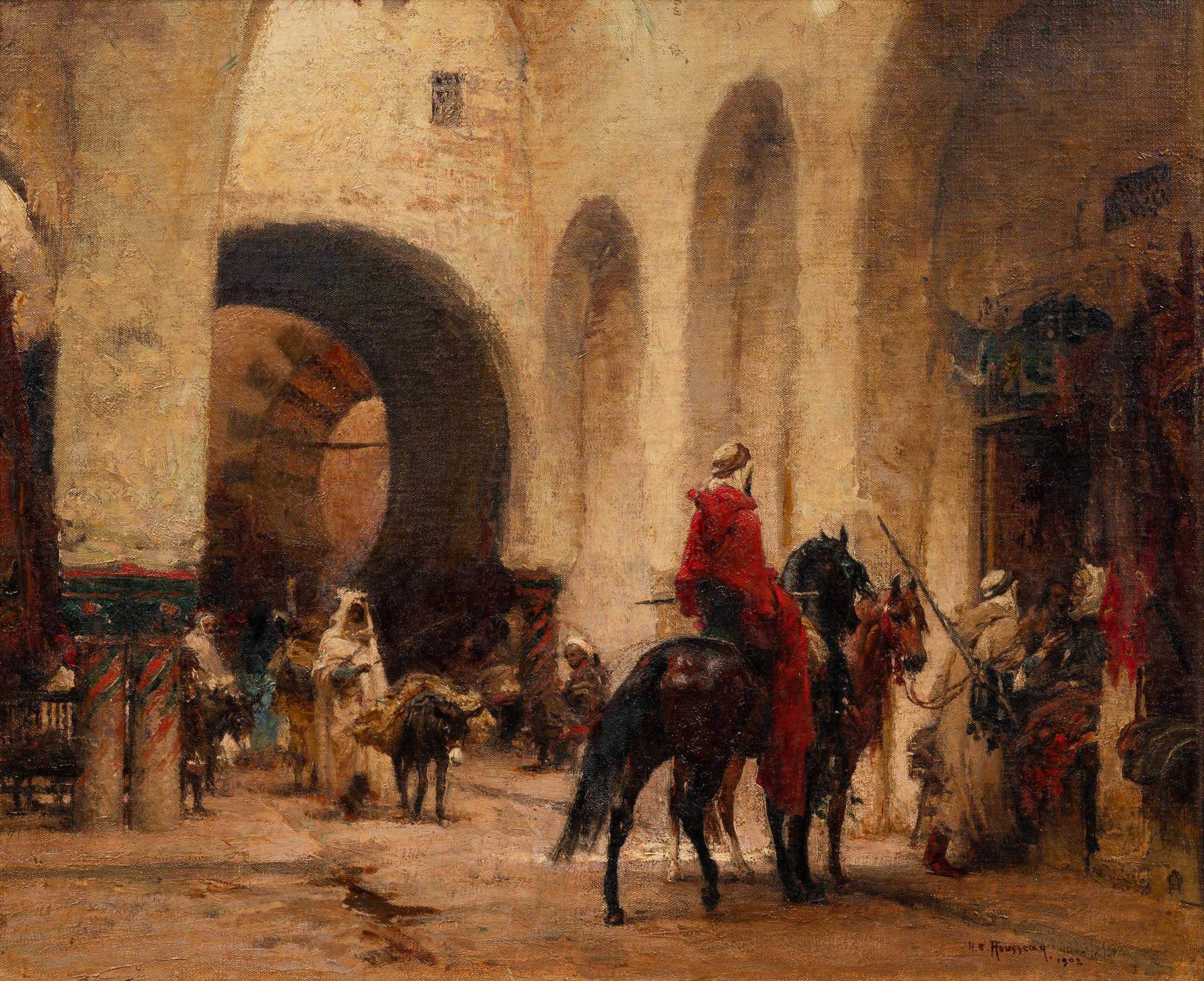 Group of riders in a covered street