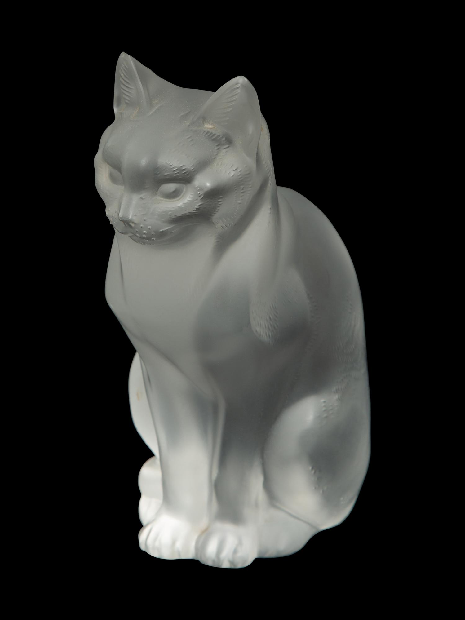 Three French Glass Cat Sculptures