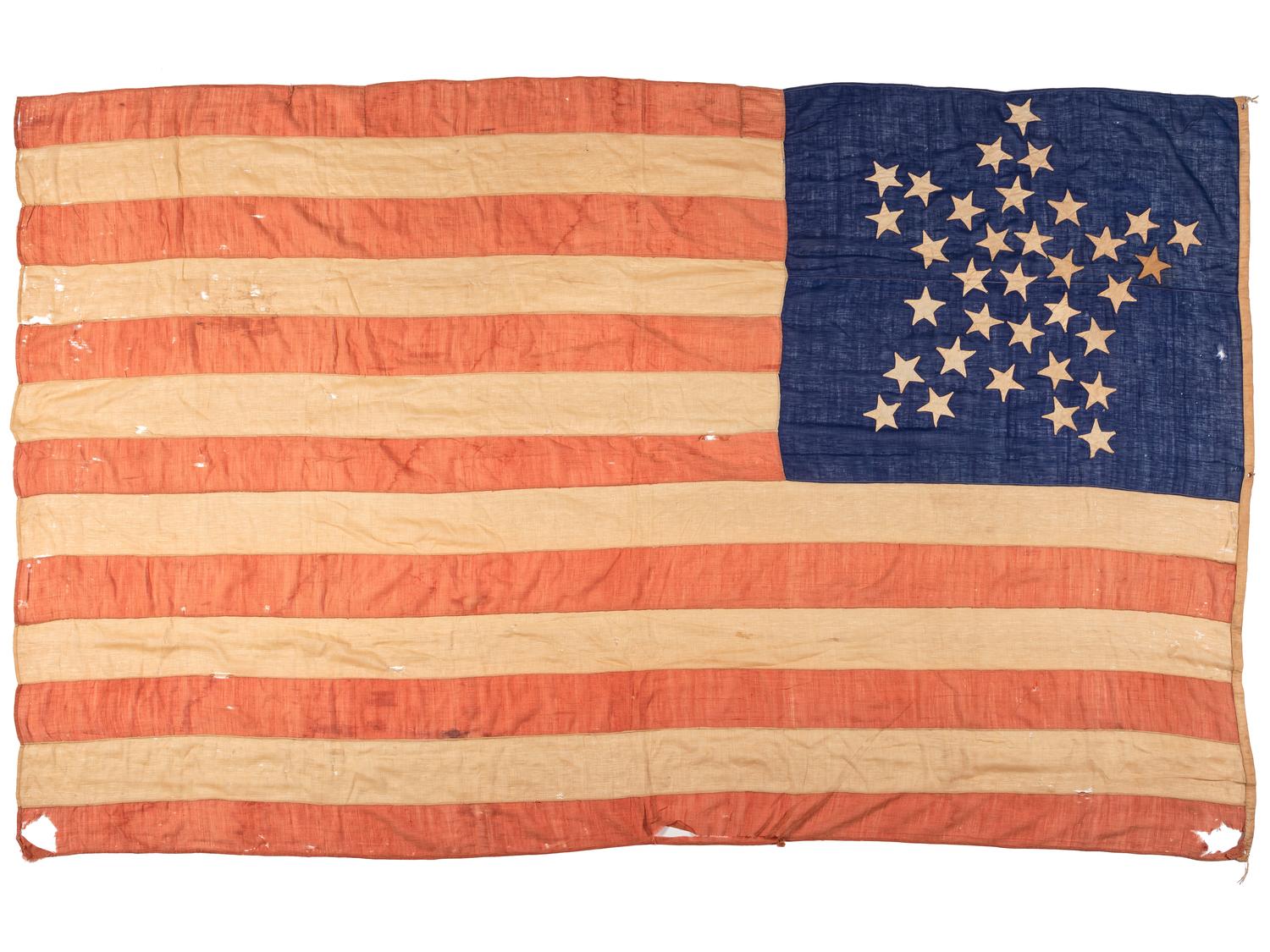 [FLAGS] -- [CIVIL WAR]. 34-star "Great Star" pattern American flag. Ca 1861-1863.