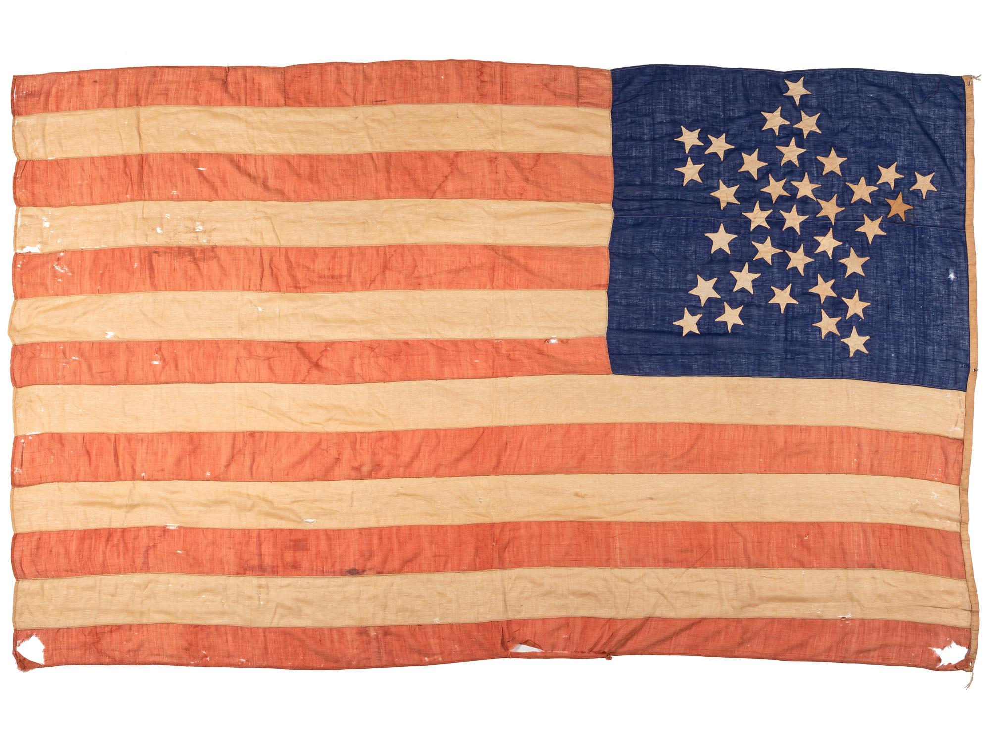 [FLAGS] -- [CIVIL WAR]. 34-star "Great Star" pattern American flag. Ca 1861-1863.