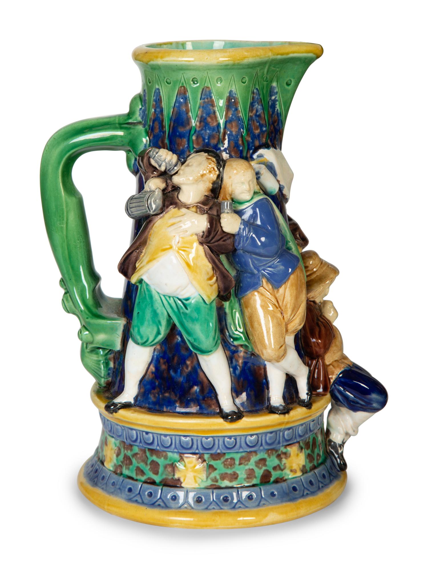 An English Majolica Compote and a Minton Majolica Pitcher and Lidded Jug — 19th Century