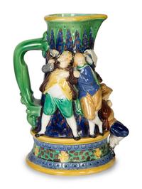 An English Majolica Compote and a Minton Majolica Pitcher and Lidded Jug — 19th Century