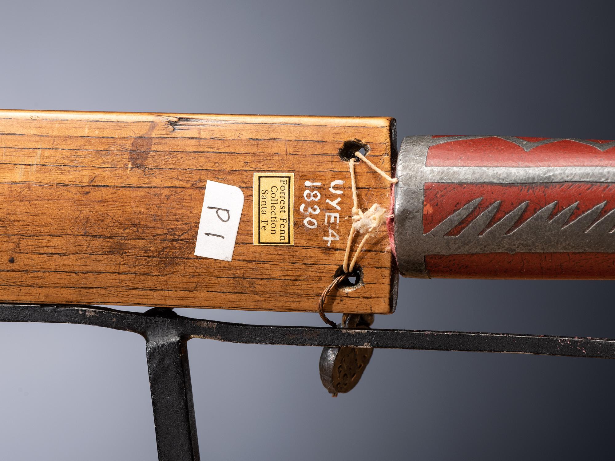 Western Great Lakes Twisted and Decorated Pipe Stem, with Inlaid Catlinite Bowl