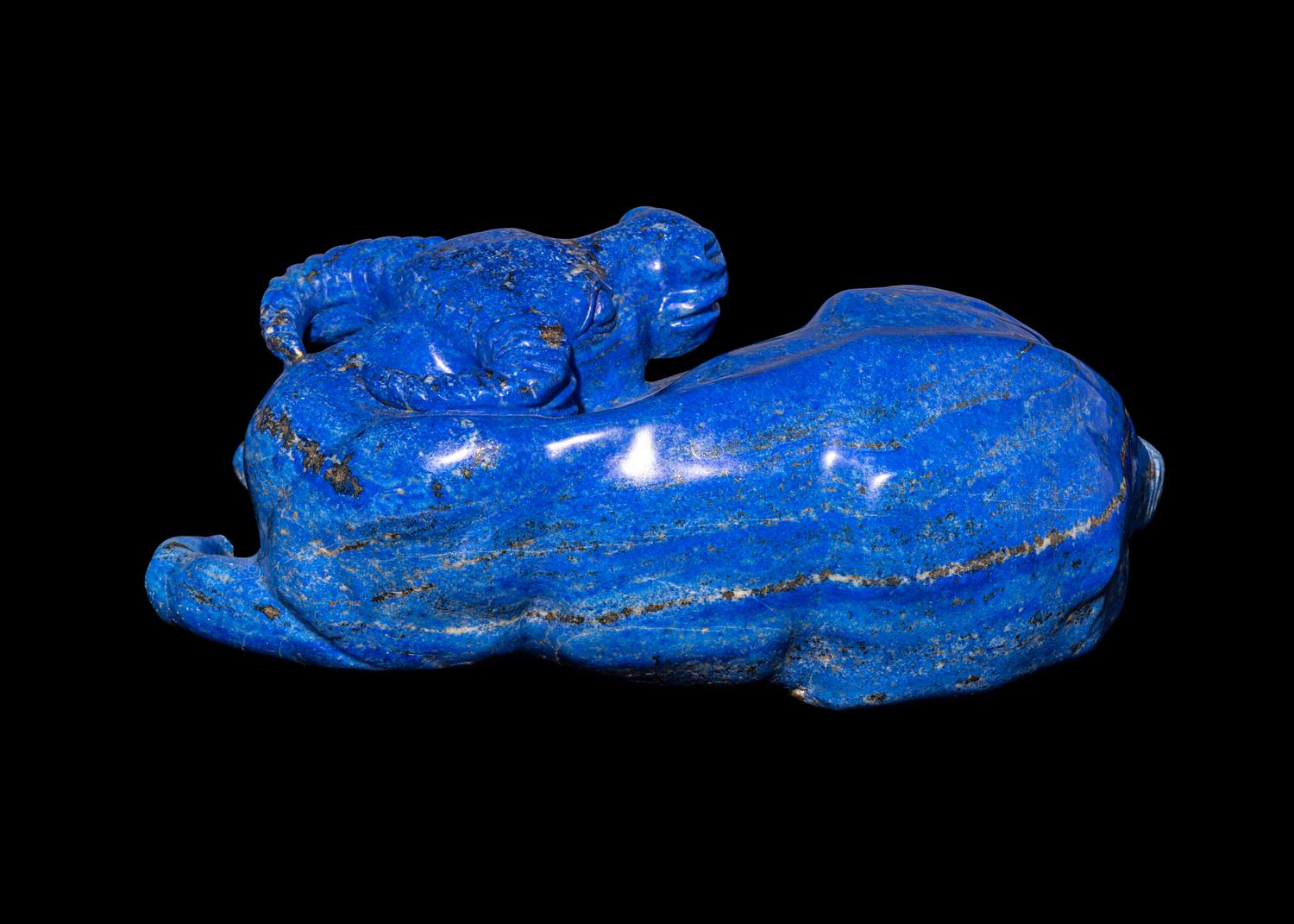 A Chinese Lapis Lazuli Figure of a Recumbent Ox