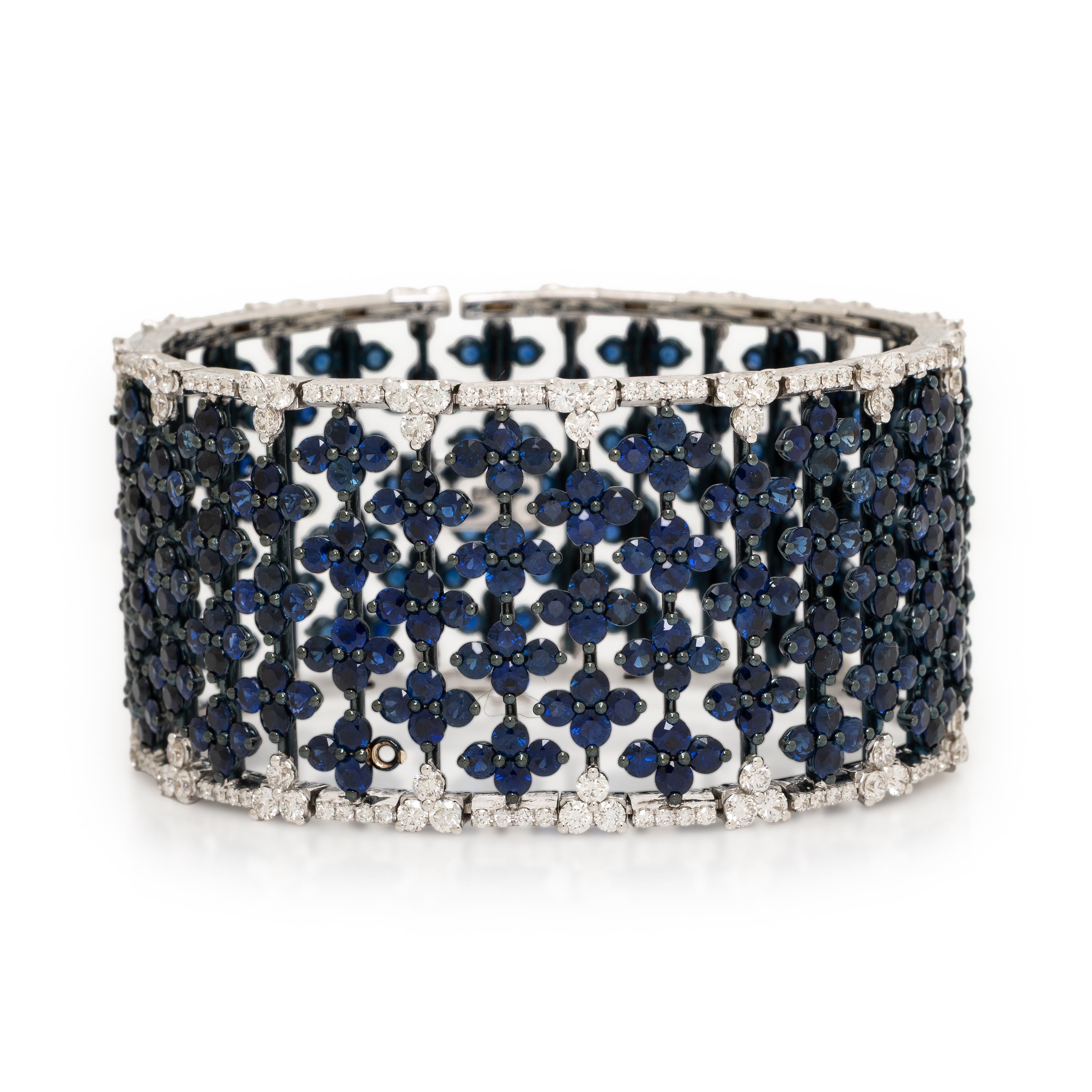 Sapphire, Diamond, and Bicolor Gold Bracelet