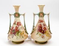 A Pair of Royal Worcester Porcelain Vases Height 9 1/2 inches. — 1897