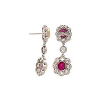 BURMESE RUBY AND DIAMOND EARRINGS