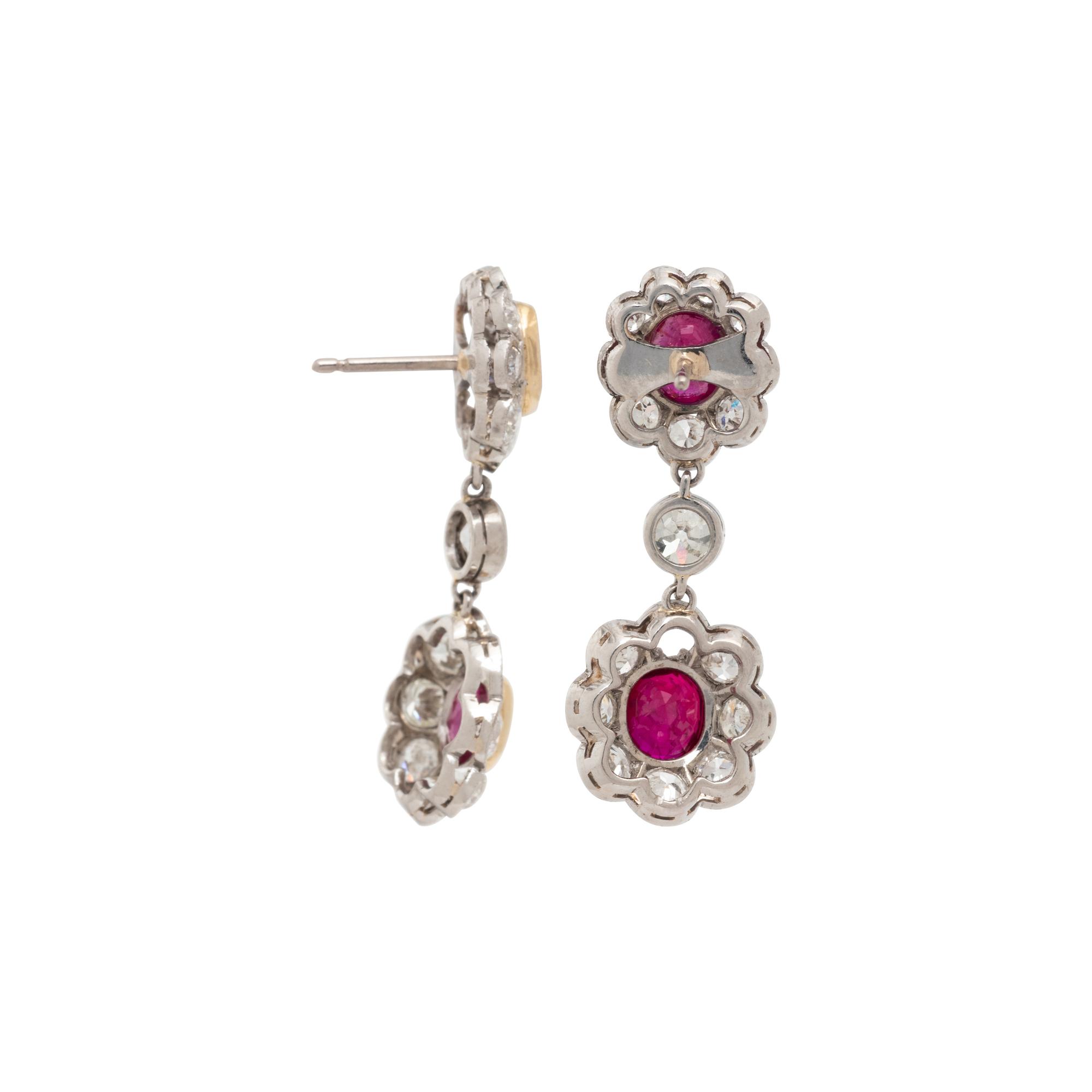 BURMESE RUBY AND DIAMOND EARRINGS