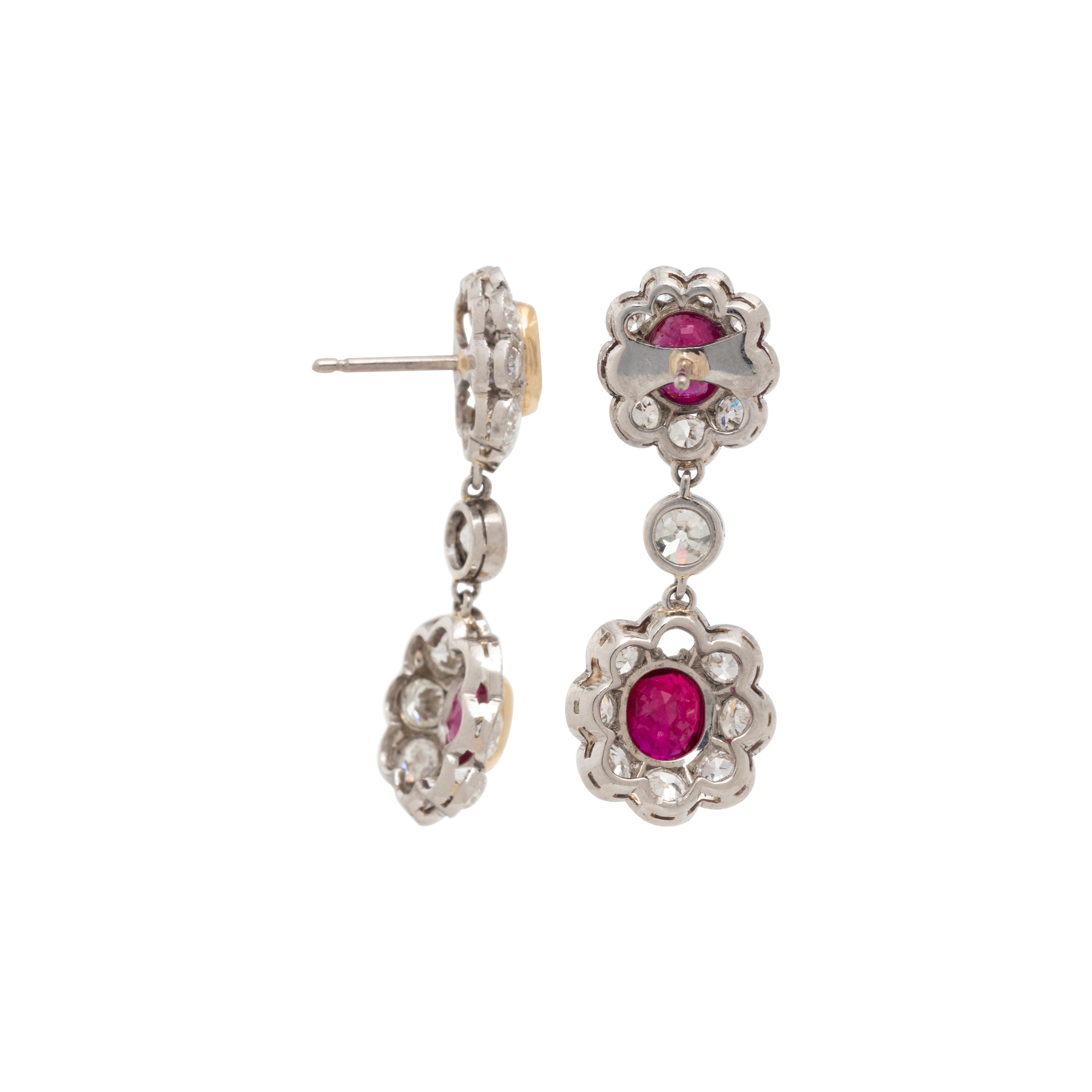BURMESE RUBY AND DIAMOND EARRINGS