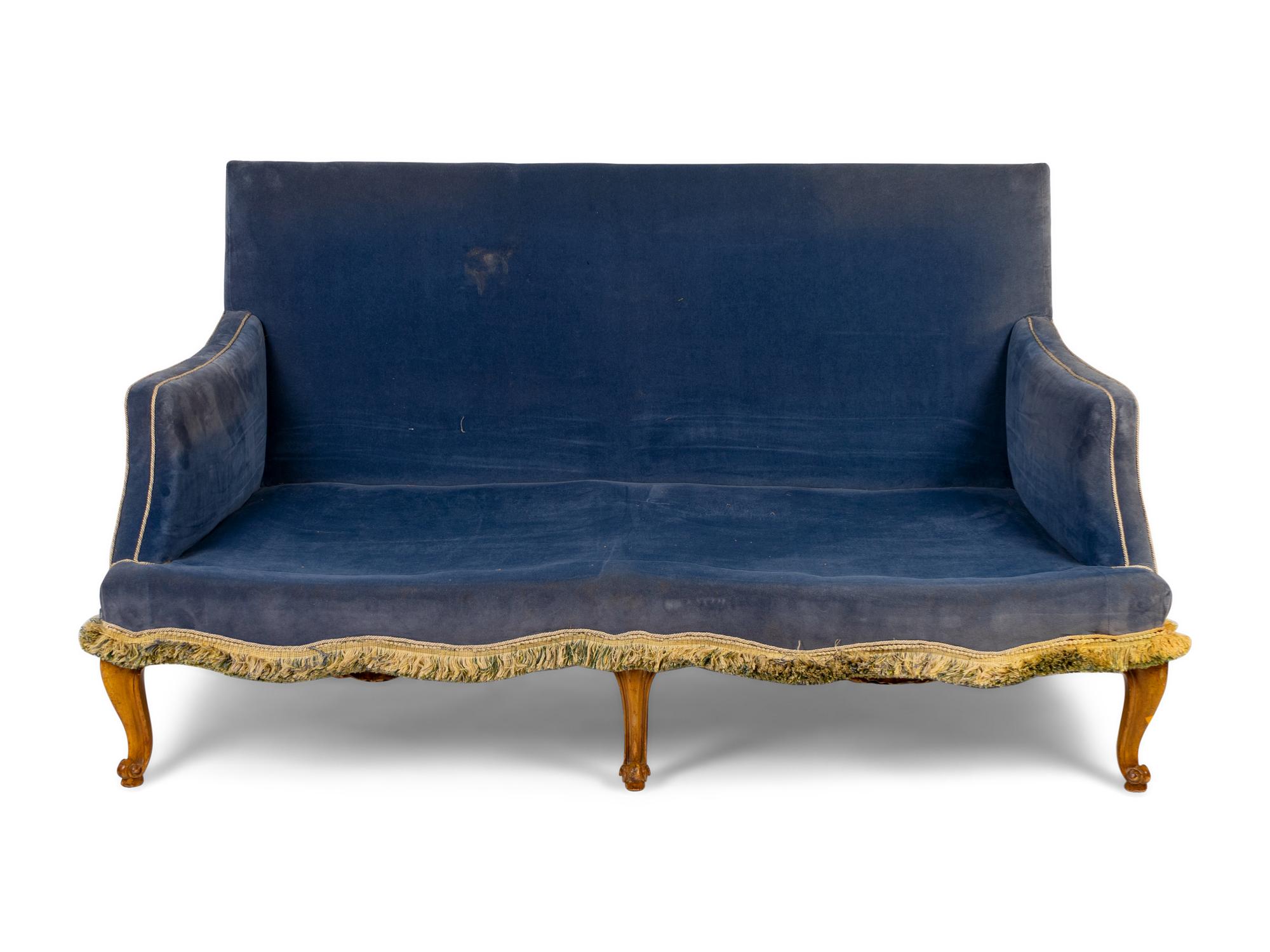 A Pair of French Provincial Velvet and Art Nouveau Inspired Upholstered Settees — 20TH CENTURY
