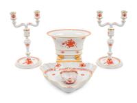 A Collection of Herend Chinese Bouquet Porcelain Table Articles