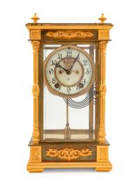 An Ansonia Earl Gilt Metal and Crystal Regulator Clock