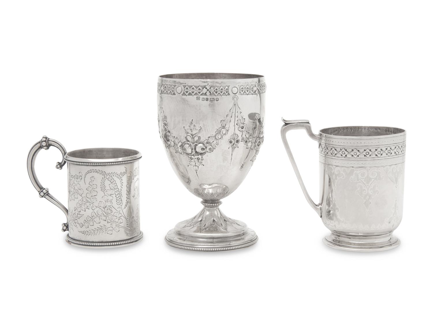 A Group of Three Victorian Silver Drinking Articles