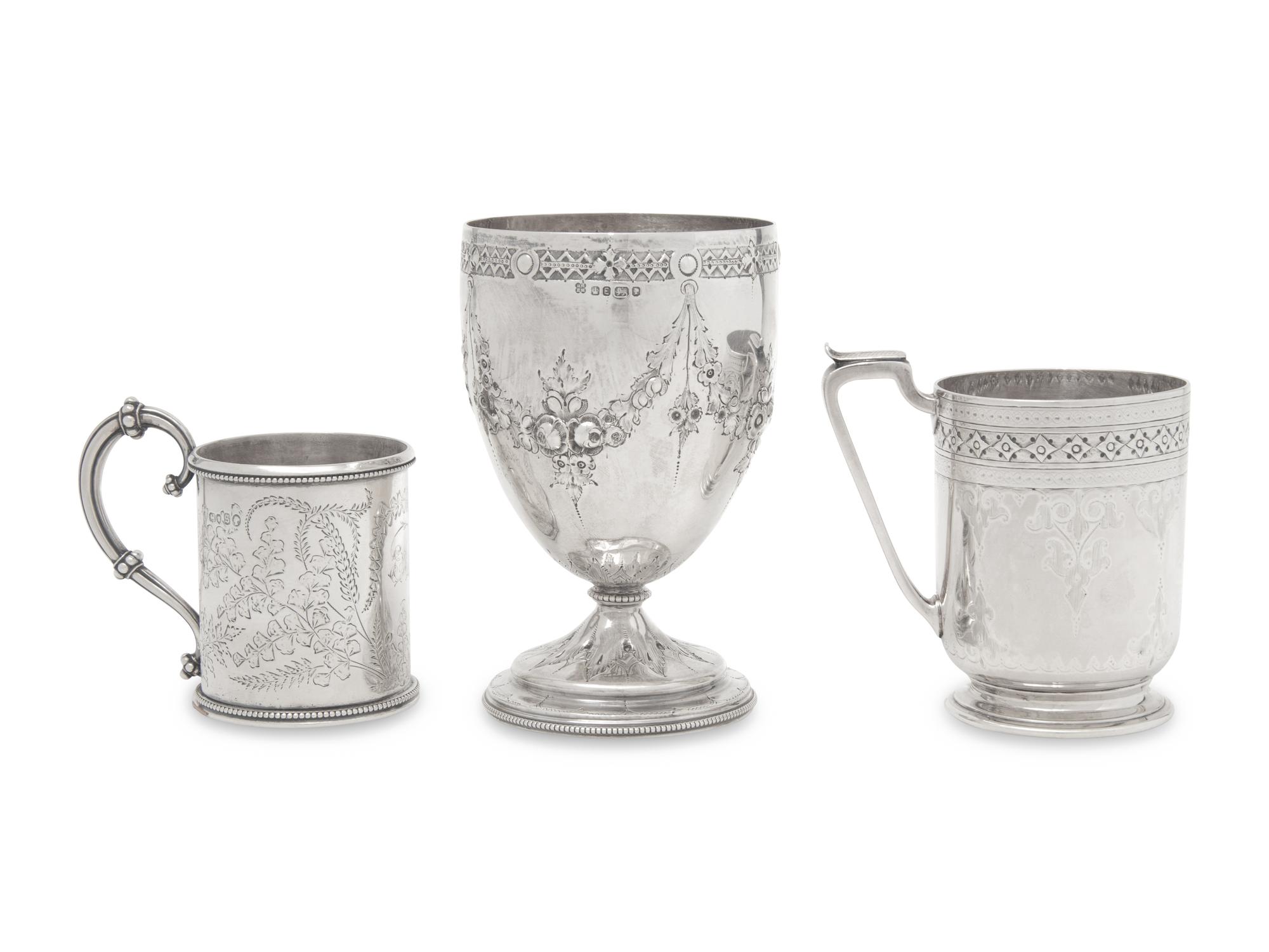 A Group of Three Victorian Silver Drinking Articles