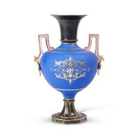 A Neoclassical Style Painted and Parcel-Gilt Urn