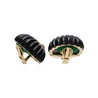 WINC, YELLOW GOLD, ONYX AND CITRINE EARCLIPS