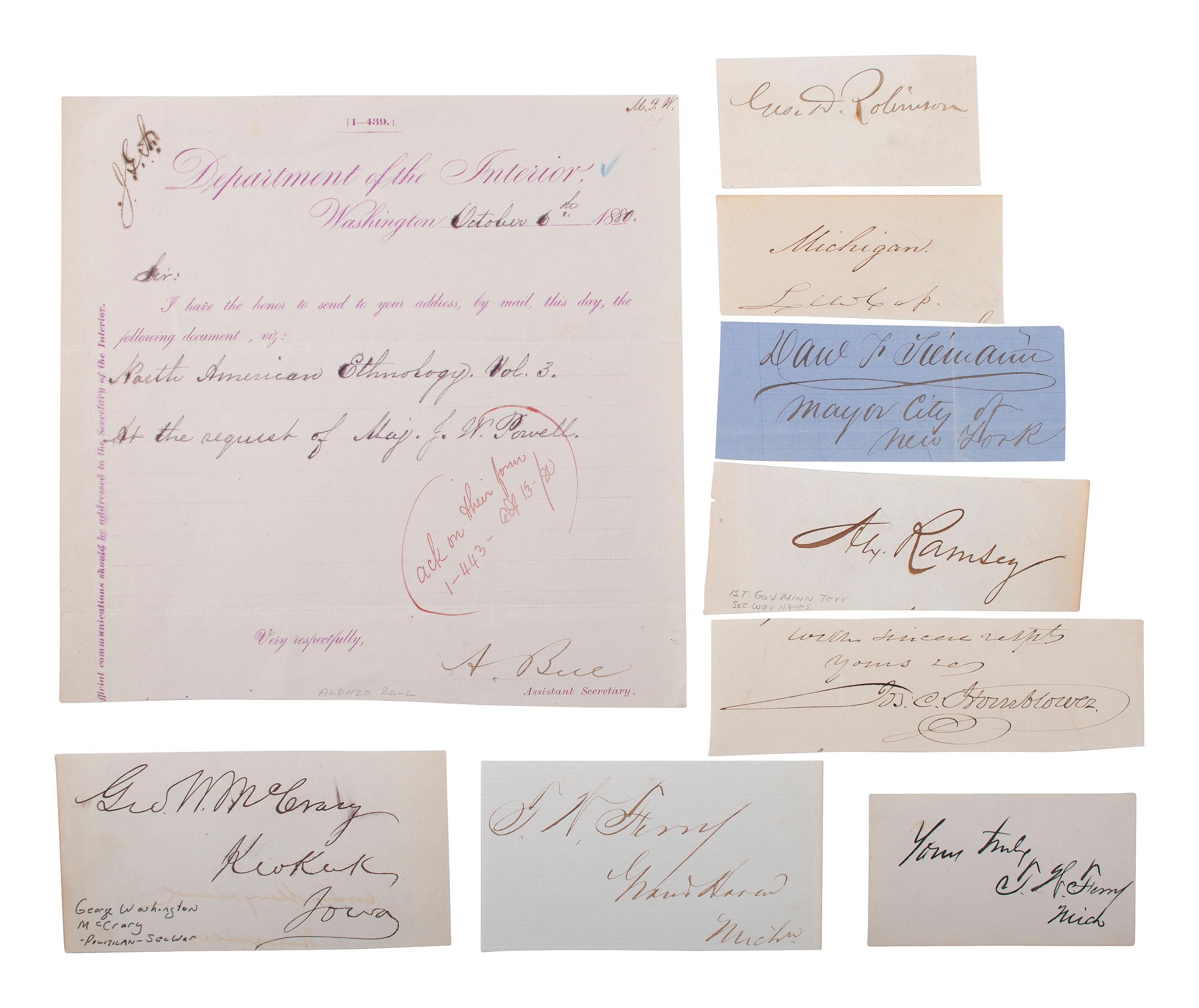 [AMERICANA]. Autograph collection featuring Civil War-era politicians, soldiers, and more.