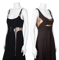 Two Chado Ralph Rucci Metallic Accented Sleeveless Dresses, 2000-10s
