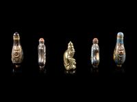 Five Chinese Metal Snuff Bottles