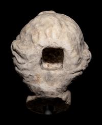 A Roman Marble Head of a Woman with Plaited Hair and Ribbon