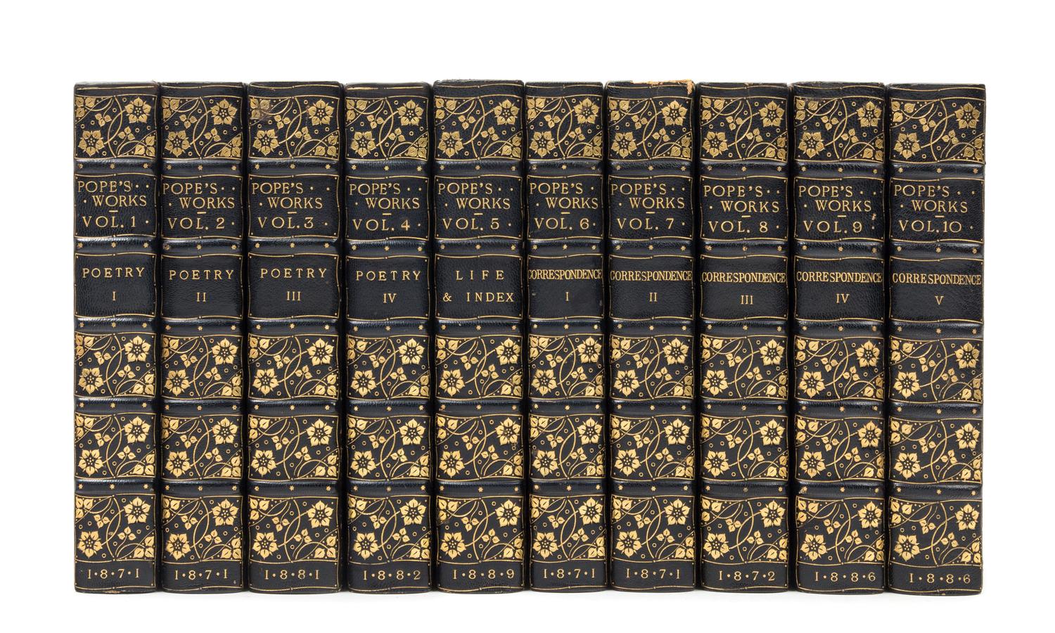 POPE, Alexander (1688-1744). Works. London: John Murray, 1871-1886. 10 volumes.