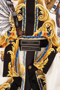 Versace Tribute "Native Americans" Silk Print Shirt Dress, Spring 2018