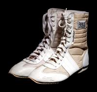A Pair of Muhammad Ali / Cassius Clay Dual Signed White Everlast Boxing Shoes,