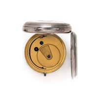 BRITISH, STERLING SILVER OPEN FACE POCKET WATCH